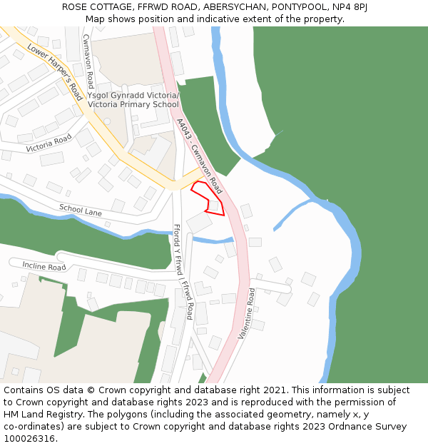 ROSE COTTAGE, FFRWD ROAD, ABERSYCHAN, PONTYPOOL, NP4 8PJ: Location map and indicative extent of plot