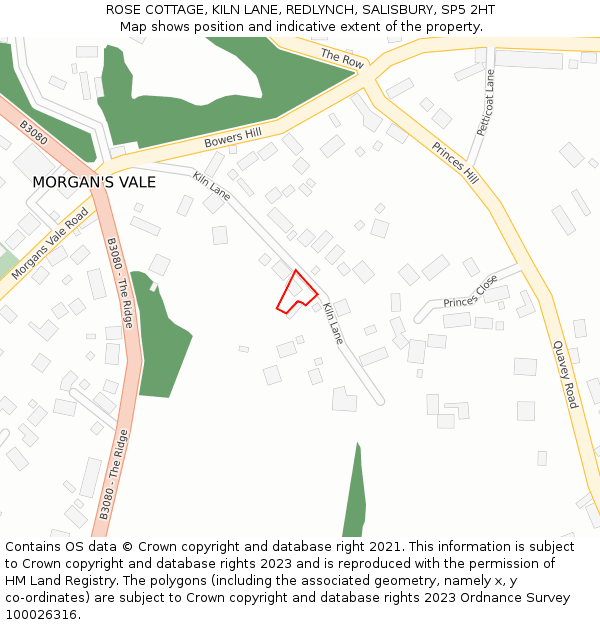 ROSE COTTAGE, KILN LANE, REDLYNCH, SALISBURY, SP5 2HT: Location map and indicative extent of plot