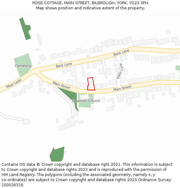 ROSE COTTAGE, MAIN STREET, BILBROUGH, YORK, YO23 3PH: Location map and indicative extent of plot