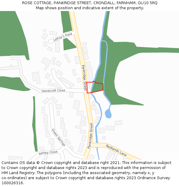 ROSE COTTAGE, PANKRIDGE STREET, CRONDALL, FARNHAM, GU10 5RQ: Location map and indicative extent of plot