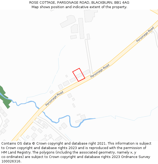 ROSE COTTAGE, PARSONAGE ROAD, BLACKBURN, BB1 4AG: Location map and indicative extent of plot