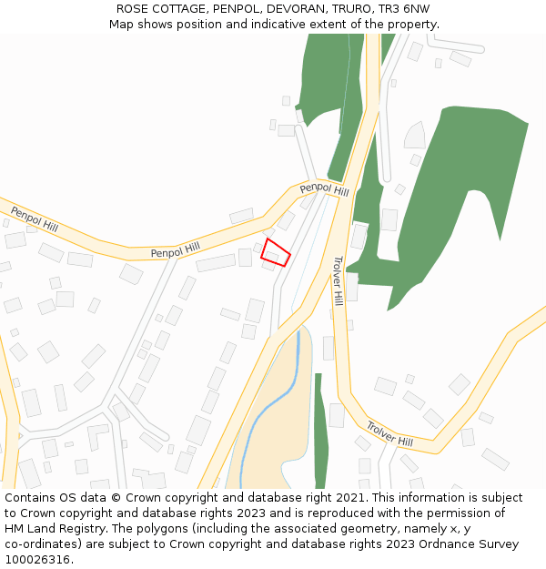 ROSE COTTAGE, PENPOL, DEVORAN, TRURO, TR3 6NW: Location map and indicative extent of plot