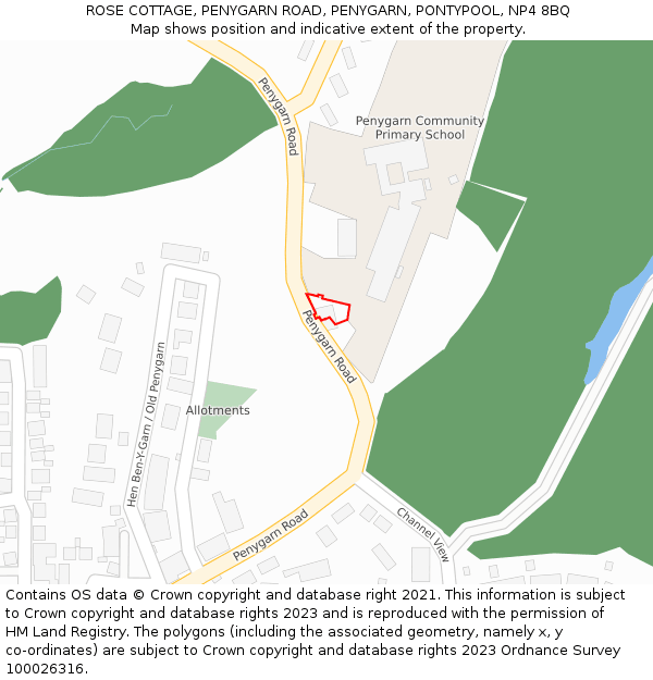 ROSE COTTAGE, PENYGARN ROAD, PENYGARN, PONTYPOOL, NP4 8BQ: Location map and indicative extent of plot