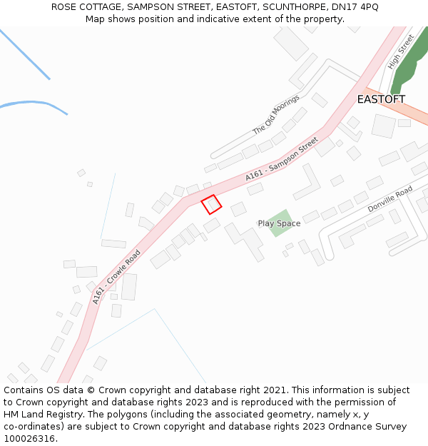 ROSE COTTAGE, SAMPSON STREET, EASTOFT, SCUNTHORPE, DN17 4PQ: Location map and indicative extent of plot