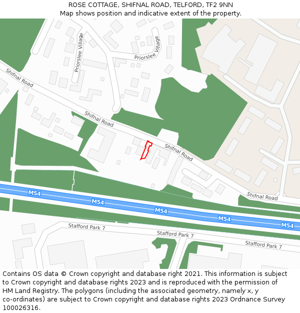 ROSE COTTAGE, SHIFNAL ROAD, TELFORD, TF2 9NN: Location map and indicative extent of plot