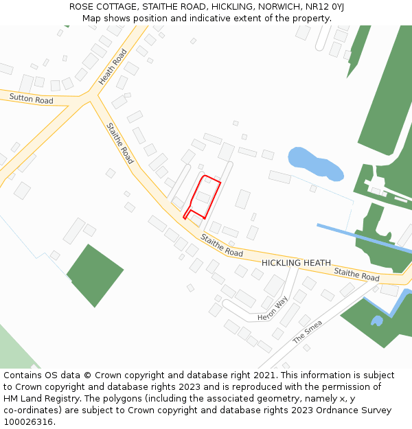 ROSE COTTAGE, STAITHE ROAD, HICKLING, NORWICH, NR12 0YJ: Location map and indicative extent of plot