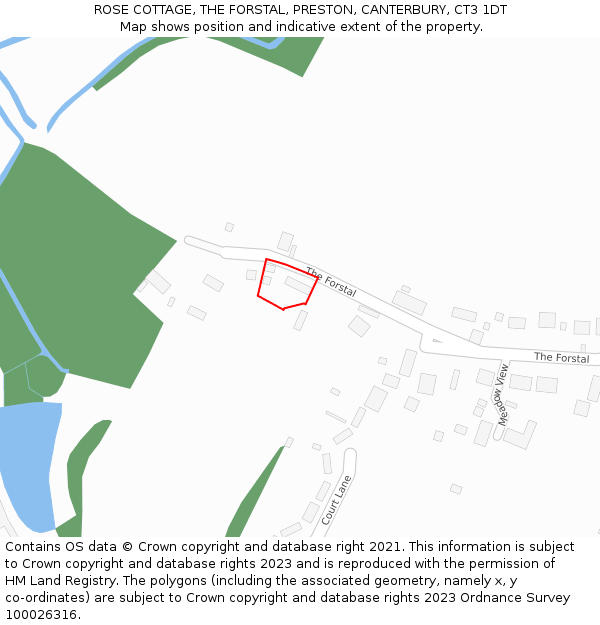 ROSE COTTAGE, THE FORSTAL, PRESTON, CANTERBURY, CT3 1DT: Location map and indicative extent of plot