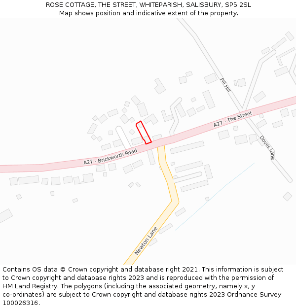 ROSE COTTAGE, THE STREET, WHITEPARISH, SALISBURY, SP5 2SL: Location map and indicative extent of plot