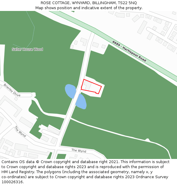 ROSE COTTAGE, WYNYARD, BILLINGHAM, TS22 5NQ: Location map and indicative extent of plot