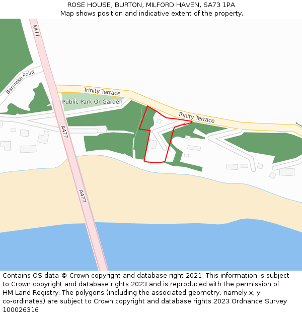 ROSE HOUSE, BURTON, MILFORD HAVEN, SA73 1PA: Location map and indicative extent of plot