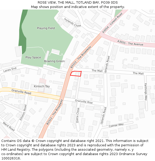 ROSE VIEW, THE MALL, TOTLAND BAY, PO39 0DS: Location map and indicative extent of plot