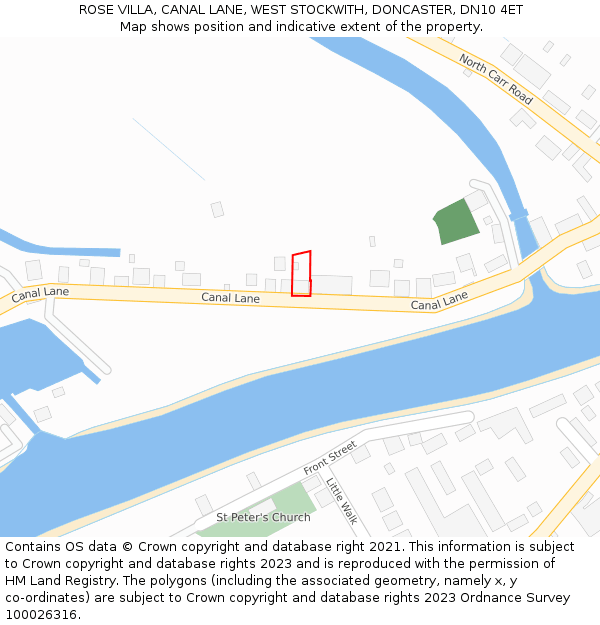 ROSE VILLA, CANAL LANE, WEST STOCKWITH, DONCASTER, DN10 4ET: Location map and indicative extent of plot
