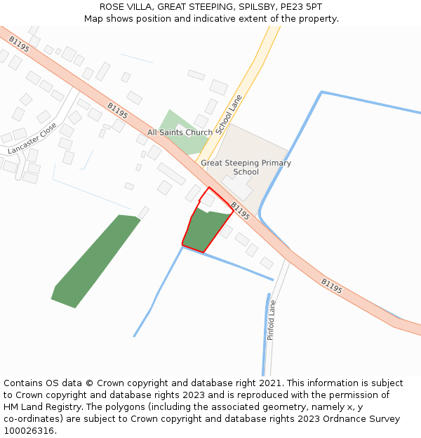 ROSE VILLA, GREAT STEEPING, SPILSBY, PE23 5PT: Location map and indicative extent of plot