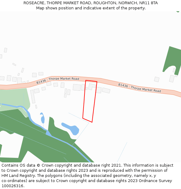 ROSEACRE, THORPE MARKET ROAD, ROUGHTON, NORWICH, NR11 8TA: Location map and indicative extent of plot