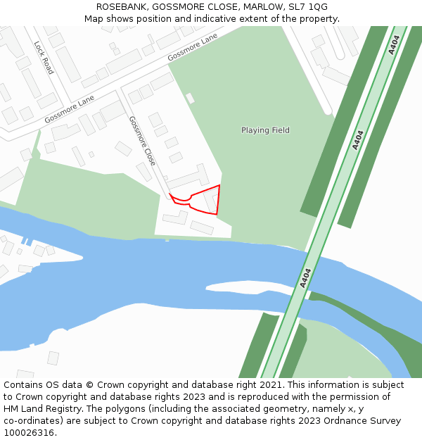 ROSEBANK, GOSSMORE CLOSE, MARLOW, SL7 1QG: Location map and indicative extent of plot