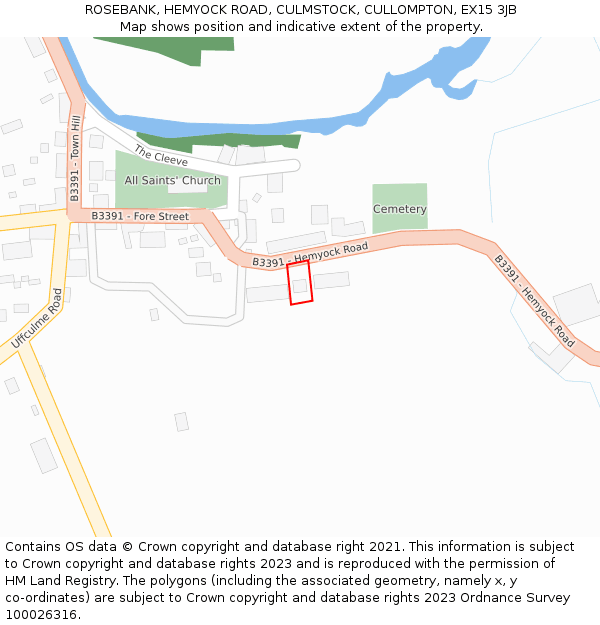 ROSEBANK, HEMYOCK ROAD, CULMSTOCK, CULLOMPTON, EX15 3JB: Location map and indicative extent of plot
