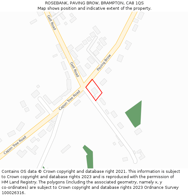 ROSEBANK, PAVING BROW, BRAMPTON, CA8 1QS: Location map and indicative extent of plot