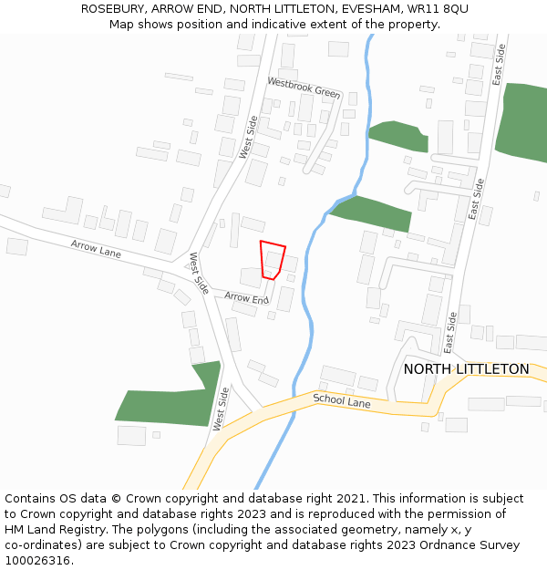 ROSEBURY, ARROW END, NORTH LITTLETON, EVESHAM, WR11 8QU: Location map and indicative extent of plot