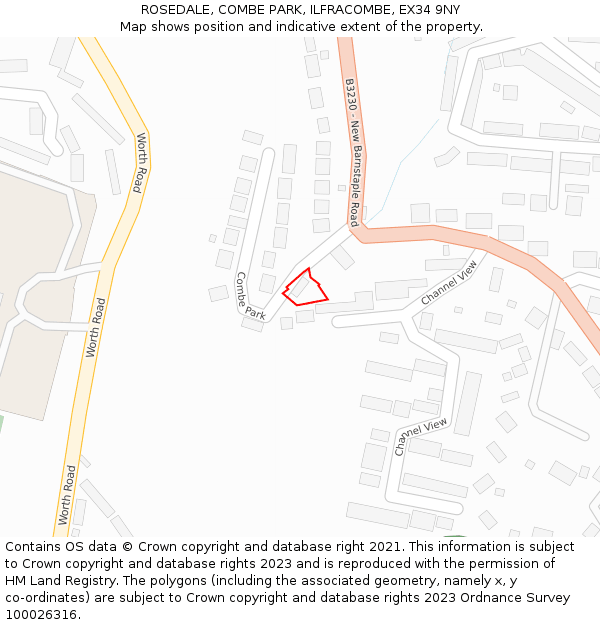 ROSEDALE, COMBE PARK, ILFRACOMBE, EX34 9NY: Location map and indicative extent of plot