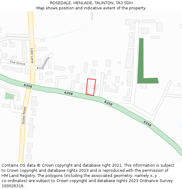 ROSEDALE, HENLADE, TAUNTON, TA3 5DH: Location map and indicative extent of plot