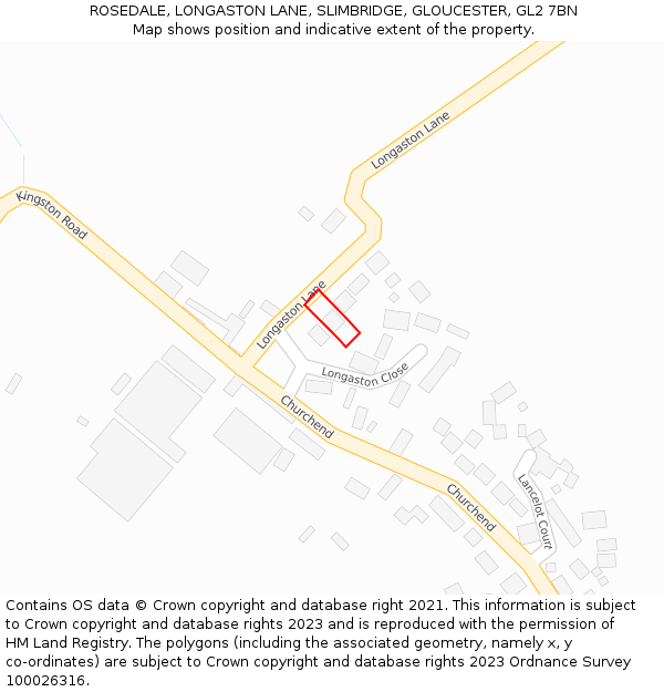 ROSEDALE, LONGASTON LANE, SLIMBRIDGE, GLOUCESTER, GL2 7BN: Location map and indicative extent of plot