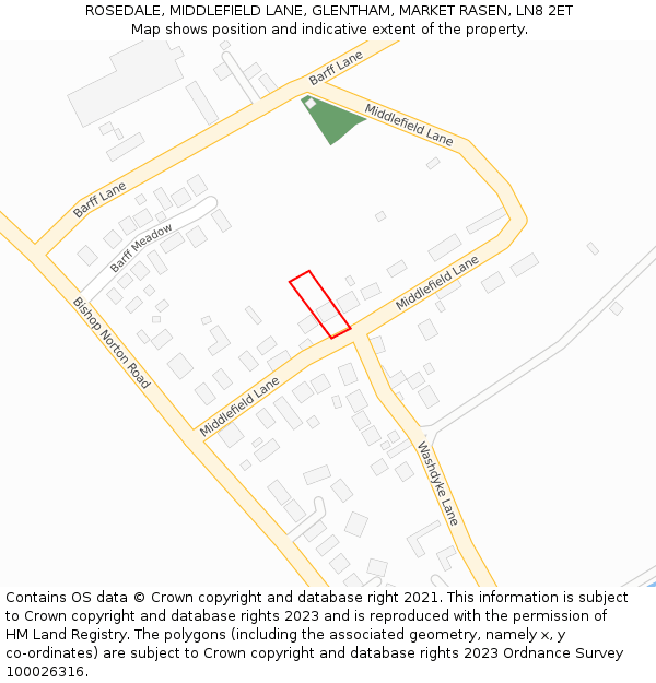 ROSEDALE, MIDDLEFIELD LANE, GLENTHAM, MARKET RASEN, LN8 2ET: Location map and indicative extent of plot