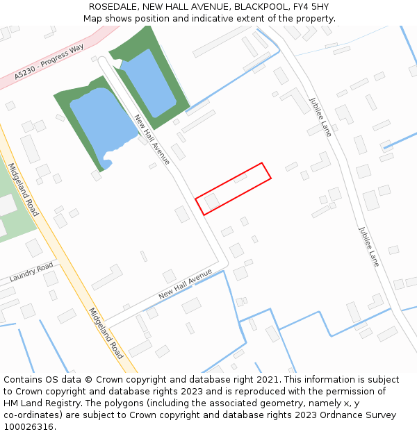 ROSEDALE, NEW HALL AVENUE, BLACKPOOL, FY4 5HY: Location map and indicative extent of plot
