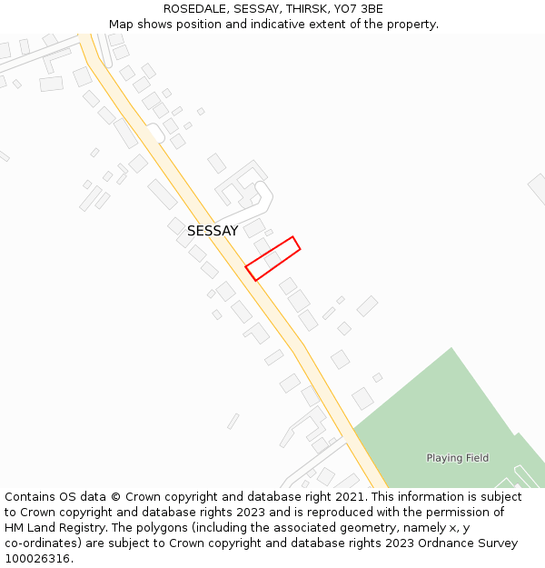 ROSEDALE, SESSAY, THIRSK, YO7 3BE: Location map and indicative extent of plot