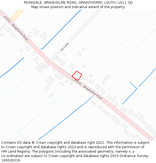ROSEDALE, WRAGHOLME ROAD, GRAINTHORPE, LOUTH, LN11 7JD: Location map and indicative extent of plot