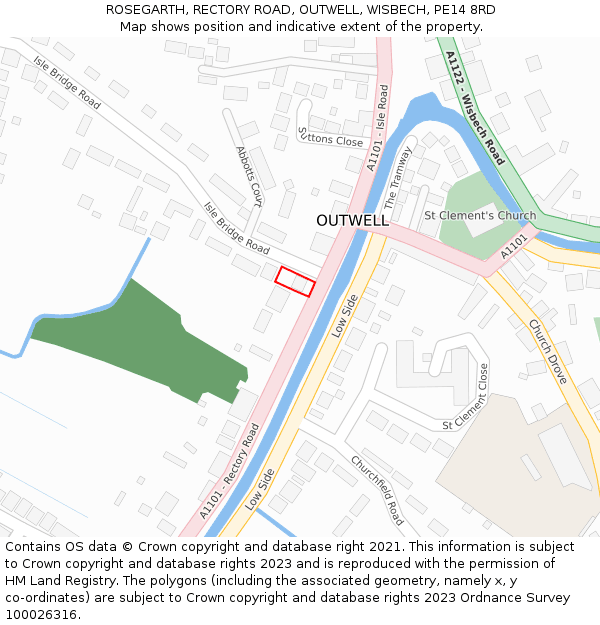 ROSEGARTH, RECTORY ROAD, OUTWELL, WISBECH, PE14 8RD: Location map and indicative extent of plot