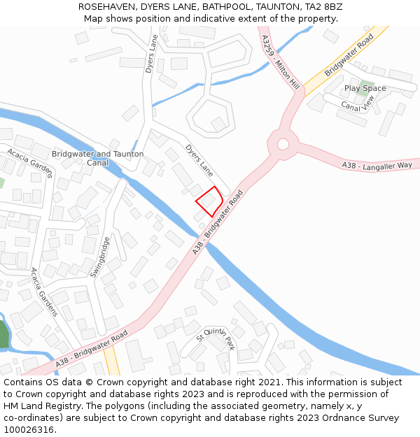 ROSEHAVEN, DYERS LANE, BATHPOOL, TAUNTON, TA2 8BZ: Location map and indicative extent of plot