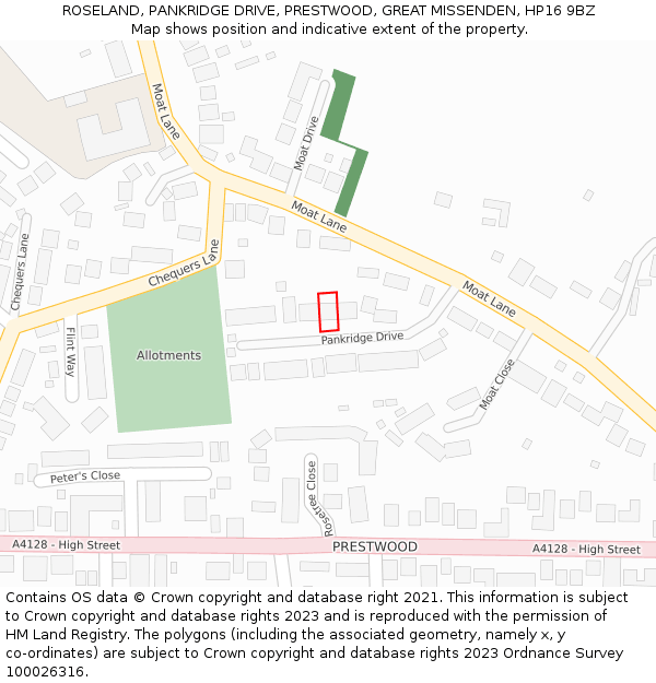 ROSELAND, PANKRIDGE DRIVE, PRESTWOOD, GREAT MISSENDEN, HP16 9BZ: Location map and indicative extent of plot