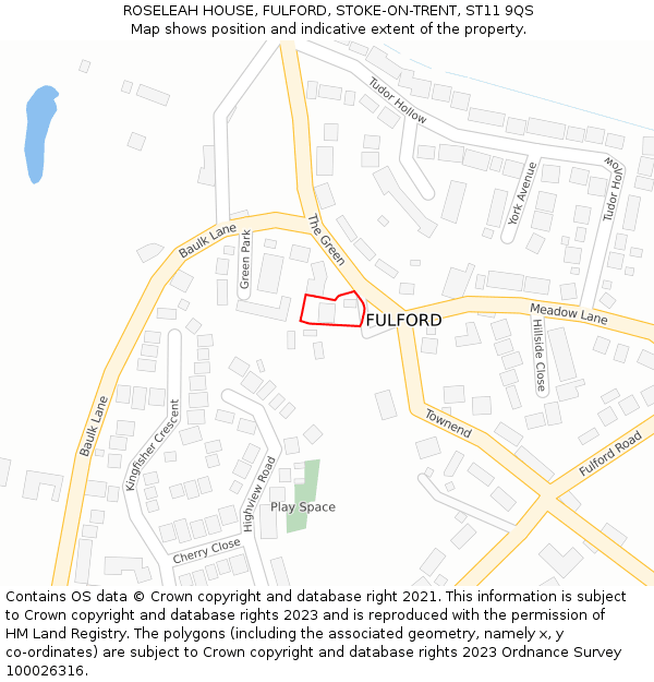 ROSELEAH HOUSE, FULFORD, STOKE-ON-TRENT, ST11 9QS: Location map and indicative extent of plot