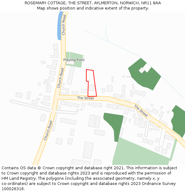 ROSEMARY COTTAGE, THE STREET, AYLMERTON, NORWICH, NR11 8AA: Location map and indicative extent of plot