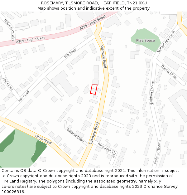 ROSEMARY, TILSMORE ROAD, HEATHFIELD, TN21 0XU: Location map and indicative extent of plot