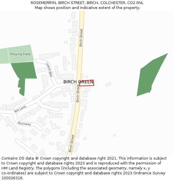 ROSEMERRYN, BIRCH STREET, BIRCH, COLCHESTER, CO2 0NL: Location map and indicative extent of plot