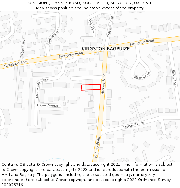 ROSEMONT, HANNEY ROAD, SOUTHMOOR, ABINGDON, OX13 5HT: Location map and indicative extent of plot