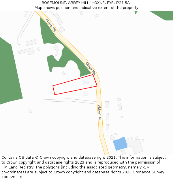 ROSEMOUNT, ABBEY HILL, HOXNE, EYE, IP21 5AL: Location map and indicative extent of plot