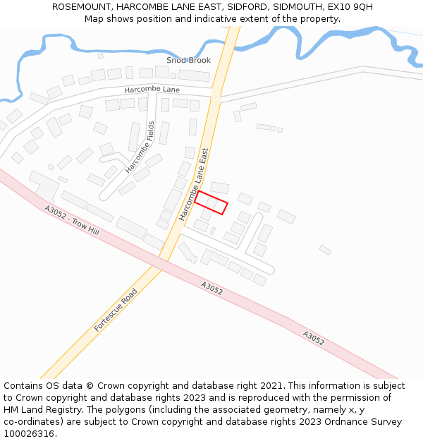ROSEMOUNT, HARCOMBE LANE EAST, SIDFORD, SIDMOUTH, EX10 9QH: Location map and indicative extent of plot