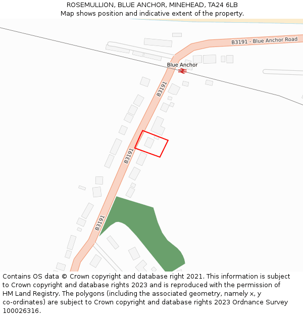 ROSEMULLION, BLUE ANCHOR, MINEHEAD, TA24 6LB: Location map and indicative extent of plot