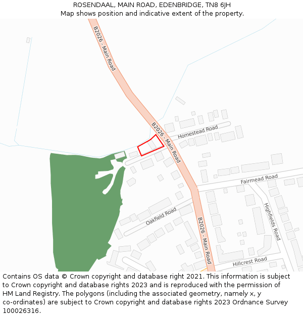 ROSENDAAL, MAIN ROAD, EDENBRIDGE, TN8 6JH: Location map and indicative extent of plot