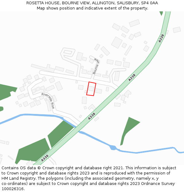 ROSETTA HOUSE, BOURNE VIEW, ALLINGTON, SALISBURY, SP4 0AA: Location map and indicative extent of plot