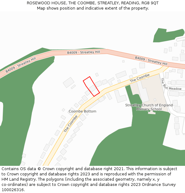 ROSEWOOD HOUSE, THE COOMBE, STREATLEY, READING, RG8 9QT: Location map and indicative extent of plot