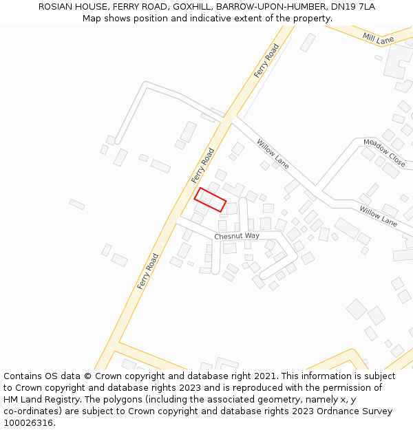 ROSIAN HOUSE, FERRY ROAD, GOXHILL, BARROW-UPON-HUMBER, DN19 7LA: Location map and indicative extent of plot