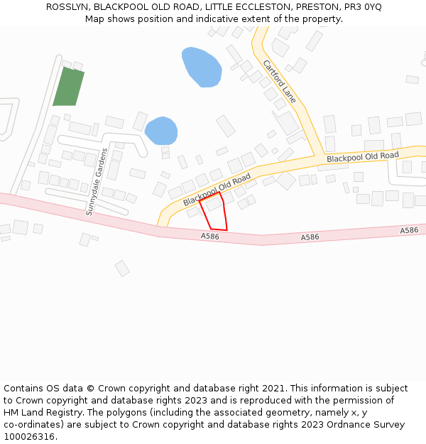 ROSSLYN, BLACKPOOL OLD ROAD, LITTLE ECCLESTON, PRESTON, PR3 0YQ: Location map and indicative extent of plot