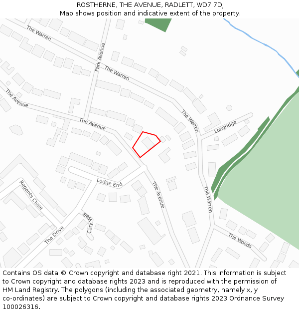 ROSTHERNE, THE AVENUE, RADLETT, WD7 7DJ: Location map and indicative extent of plot