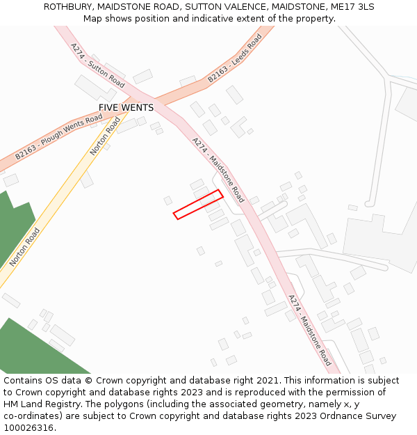 ROTHBURY, MAIDSTONE ROAD, SUTTON VALENCE, MAIDSTONE, ME17 3LS: Location map and indicative extent of plot