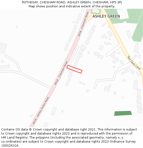 ROTHESAY, CHESHAM ROAD, ASHLEY GREEN, CHESHAM, HP5 3PJ: Location map and indicative extent of plot