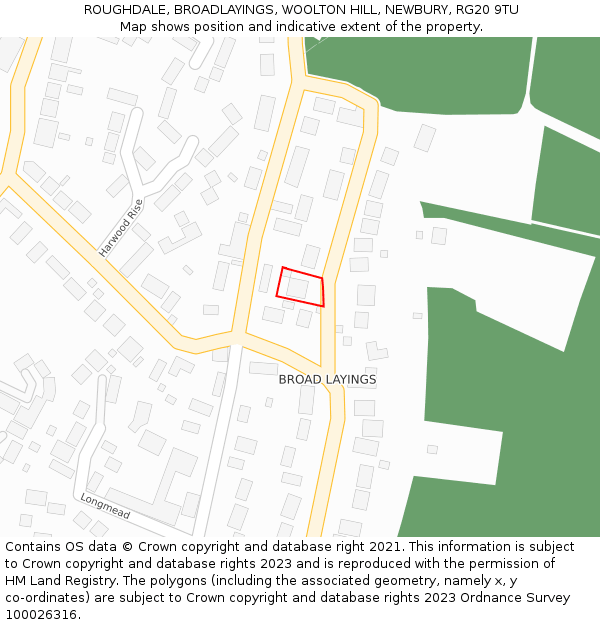 ROUGHDALE, BROADLAYINGS, WOOLTON HILL, NEWBURY, RG20 9TU: Location map and indicative extent of plot