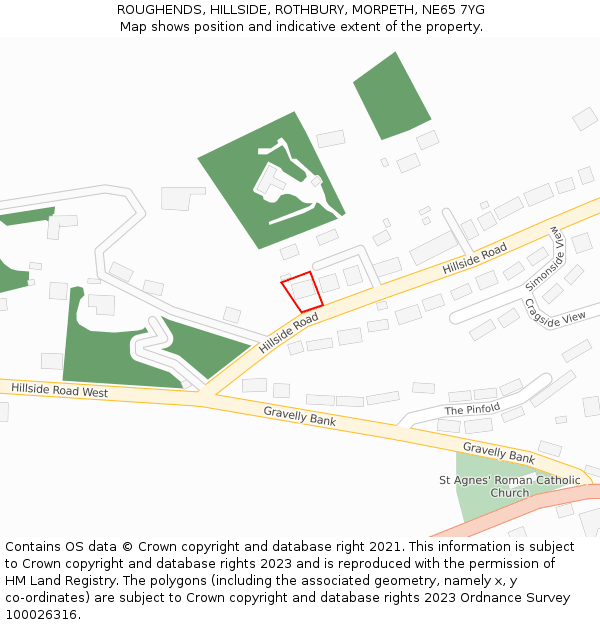 ROUGHENDS, HILLSIDE, ROTHBURY, MORPETH, NE65 7YG: Location map and indicative extent of plot